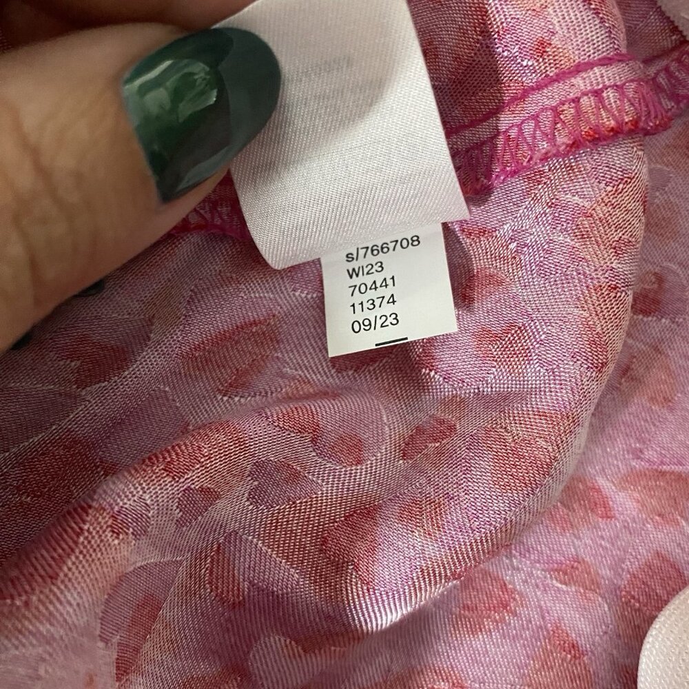 Loft Bias Midi Skirt Size M Pink Red All Over Heart Print Y2K 90s Flowy Romantic - Picture 11 of 13